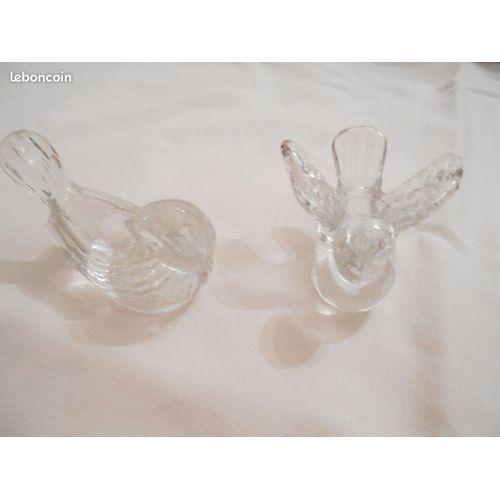 2 Oiseaux En Cristal Porte Bougie