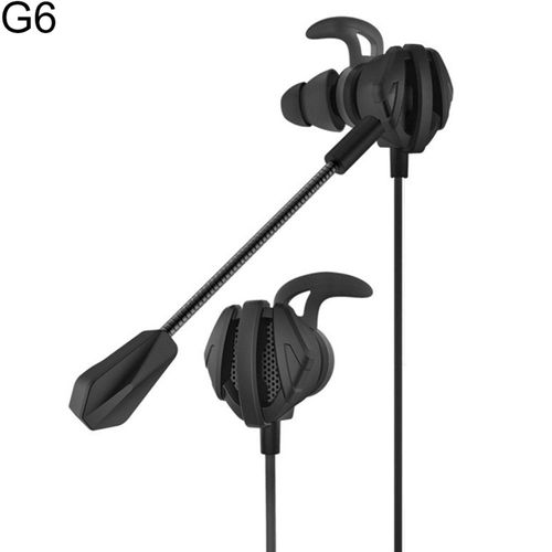 Écouteurs intra-auriculaires à réduction de bruit dynamique, oreillettes basses lourdes pour le jeu-Noir G6*