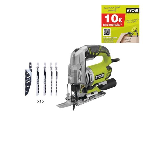 Scie sauteuse pendulaire RYOBI - 680 W - 15 lames - 105 mm - RJS1050-KA15