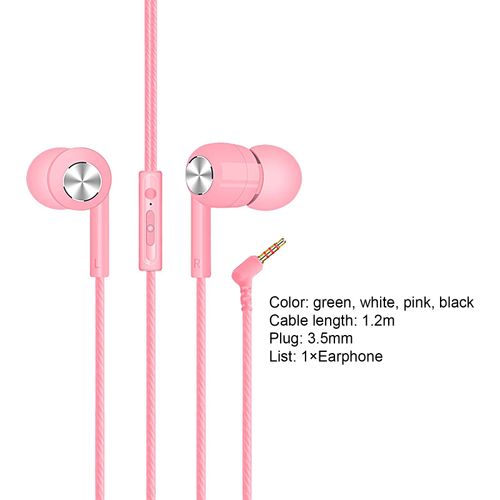 Écouteurs filaires ergonomiques, Super basses, réduction du bruit, 3.5mm, intra-auriculaires, transparents, pour la course à pied-Rose