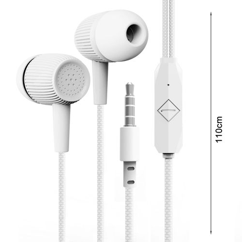 Écouteurs filaires intra-auriculaires filaires, réduction du bruit, Plug Play, son stéréo, appels compatibles HD, caisson de basses, Ports 3.5mm, fil hautement extensible, pour la maison-Blanc