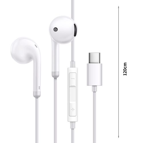 Écouteurs filaires stéréo Surround caisson de basses confortable à porter Plug Play contrôle de fil appel HD 3,5 mm/Type-C écouteurs sonores haute fidélité pour la maison-Type-C Blanc