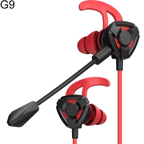 Écouteurs intra-auriculaires à réduction de bruit dynamique, oreillettes basses lourdes pour le jeu-Rouge G9*