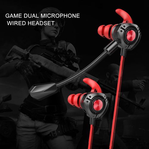 Écouteurs intra-auriculaires filaires G22, haute fidélité, réduction intelligente du bruit, légers, stéréo 3.5mm, pour sport, jeu, appels-Rouge