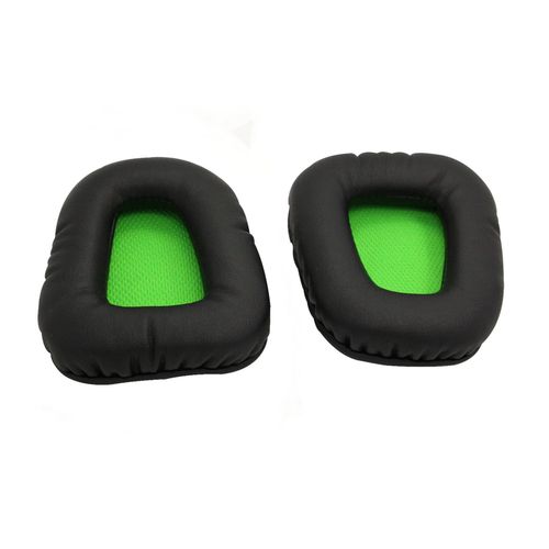 2 pièces de remplacement souple Faux cuir mousse à mémoire de forme casque oreillettes coussin antibruit pour Razer Electra-Noir Vert