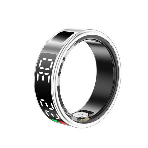 Anneau Intelligent Avec Écran Led Étanche, Anneau De Suivi De La Santé, Randonnée, Course À Pied, Calories, Kilométrage, Fréquence Cardiaque, Suivi Du Sommeil, Contrôle De La Caméra À Distance-Argent Us 11