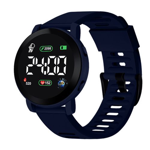 Montre Numérique Led Pour Enfants, Étanche, Date Automatique, Calendrier Hebdomadaire, Montre-Bracelet De Sport Pour Garçons Et Filles, Horloge Électronique À La Mode-Bleu Foncé