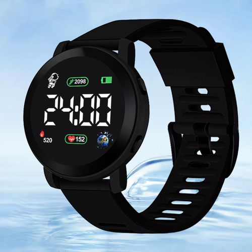Montre Numérique Led Pour Enfants, Étanche, Date Automatique, Calendrier Hebdomadaire, Montre-Bracelet De Sport Pour Garçons Et Filles, Horloge Électronique À La Mode-Noir
