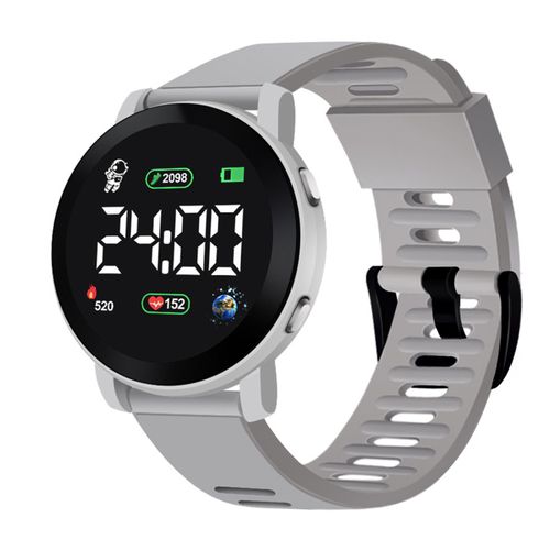 Montre Numérique Led Pour Enfants, Étanche, Date Automatique, Calendrier Hebdomadaire, Montre-Bracelet De Sport Pour Garçons Et Filles, Horloge Électronique À La Mode-Gris