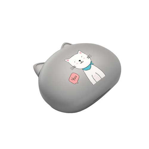 Écouteurs intra-auriculaires filaires, réduction du bruit, casque stéréo HiFi universel, avec boîte de rangement d'oreille de chat de dessin animé pour téléphone portable-Gris
