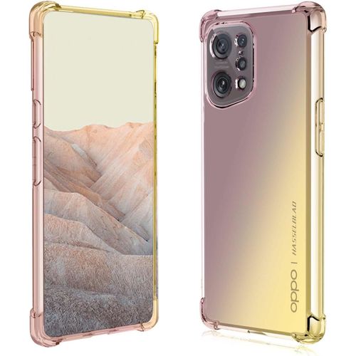 Coque Pour Oppo Find X5 Case,Ultra-Fin En Silicone Transparent Anti-Jaunit Dégradé De Couleur Cover Housse Souple Tpu Bumper Antichoc Étui Noir+Or