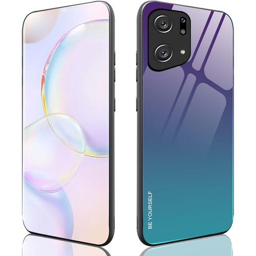 Coque Pour Oppo Find X5 Case,Ultra-Fin Anti-Rayures En Verre Élégant Dégradé De Couleur Cover Housse Tpu Bumper Antichoc Étui Bleu Violet