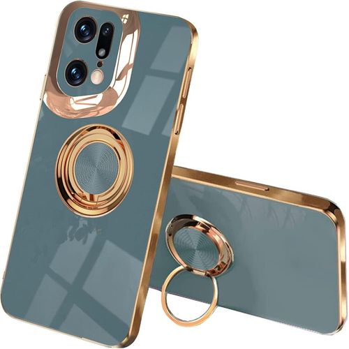 Coque Pour Oppo Find X5 Prosilicone Coloré Case Protégez La Caméraétui Ultrafin Antichoc Pour Femmehousse Élégant Avec Support Pour Bague Gris