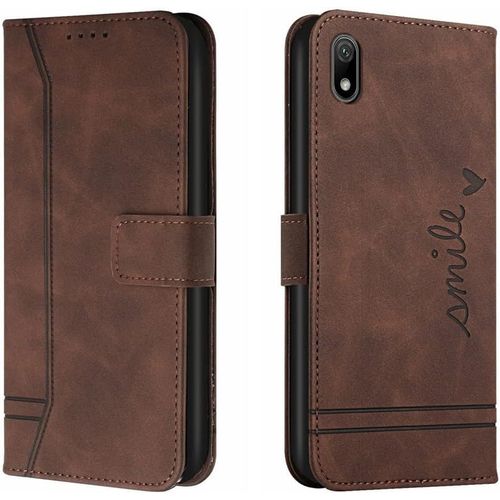 Coque Pour Huawei Y5 2019 Magnétique Cuir Premium Pu Housse Pochette Portefeuille Avec 3 Porte Cartes Antichoc Étui À Rabat Protection Pour Huawei Honor 8s. Brown Hxa