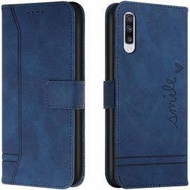 Coque Pour Samsung Galaxy A50 Rétro Cuir+Tpu Flip Portefeuille Avec 3 Porte Cartes Magnétique Stand Antichoc Housse Étui Pour Galaxy A50s A30s. Blue Hxa