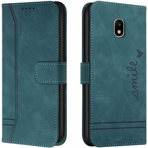 Coque Pour Samsung Galaxy J3 Pro 2017, Etui Portefeuille Magnétique En Cuir De Style Rétro Avec 3 Porte Cartes Housse De Protection Antichoc Pour Galaxy J330. Vert Hxa