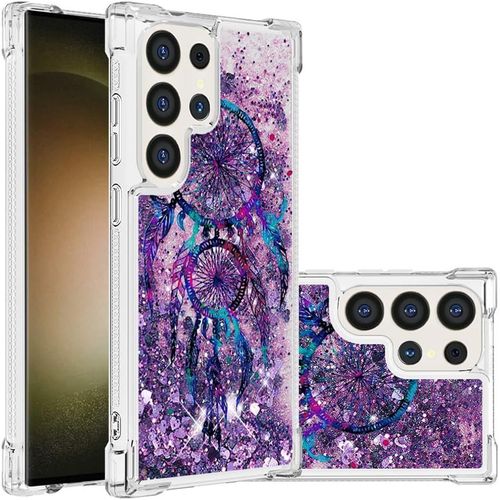 Coque Pour Samsung Galaxy S24 Ultra Étui, Mode Glitter Liquides Brillants Très Mince Transparente Silicone Antichoc Bumper Housse Pour Samsung S24 Ultra. Bling Dream Campanula Yb