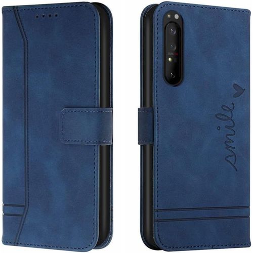 Coque Pour Sony Xperia 1 Ii Rétro Cuir+Tpu Flip Portefeuille Avec 3 Porte Cartes Magnétique Stand Antichoc Housse Étui Pour Sony Xperia 1 Ii. Blue Hxa