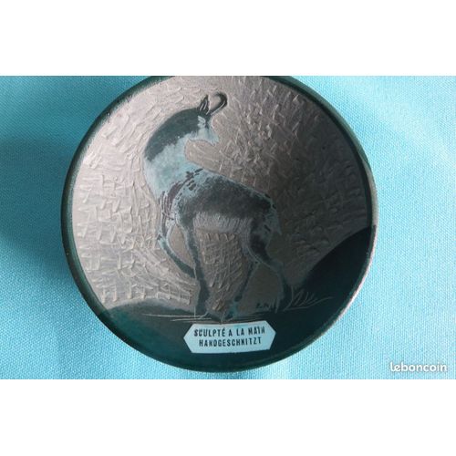 Ancien Vide Poche Sculpté À La Main En Terre Verte