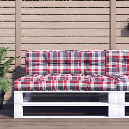 Vidaxl Coussin De Palette Motif À Carreaux Rouge 120x40x12 Cm Tissu 360636
