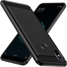 Coque Silicone Pour Xiaomi Mi A2, Protection Antichoc Militaire Étui De Protection, Mince Souple Tpu Anti-Rayures Dos Bumper Housse, Noir