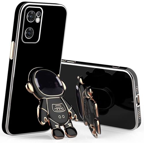 Coque Compatible Avec Oppo Find X5 Lite, Etui Oppo Reno 7 Silicone Protection Antichoc Avec 6d Support Cachés Placage Tpu Case Noir