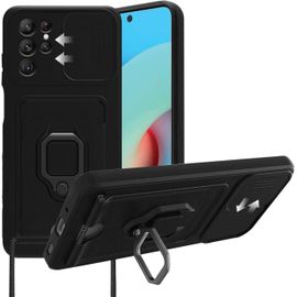 Pour Coque Samsung S23 Ultra Avec Cordon, Samsung Galaxy S23 Ultra 5g Protection Silicone Antichoc Etui Magnetique Case De La Vie Privée Accessoire Noir