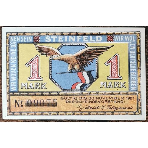 Billet Allemagne 1 Mark 1921 Steinfeld Grm 1262,6 2/2