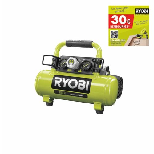Compresseur à cuve RYOBI 18V One Plus - 4L - Sans batterie ni chargeur R18AC-0