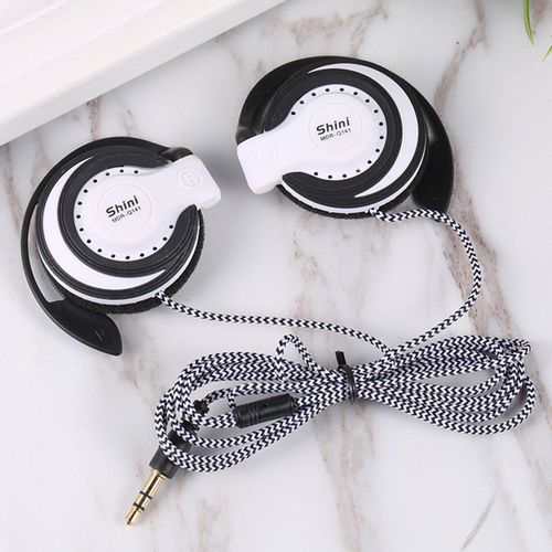 Écouteurs filaires haute fidélité, suppression du bruit, ergonomique, stéréo 3.5mm, crochet d'oreille pour sport, pour la course à pied-Blanc