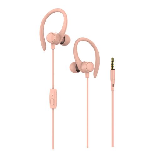 Écouteurs filaires, réduction du bruit sensible, ergonomique, crochet d'oreille stéréo de 3.5mm, pour enregistrer des chansons-Rose