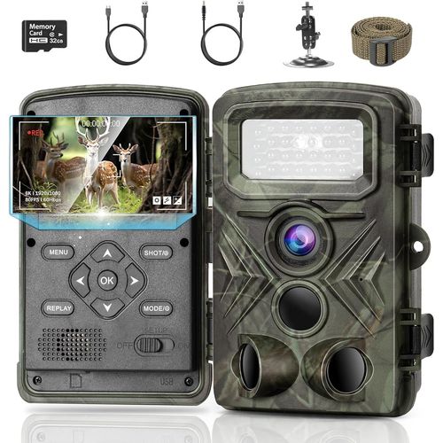 Lbgwp60 Caméra De Chasse 2.7K,58Mp Camera Chasse Infrarouge Avec 32Gb Carte,Étanche 120°Piege Photographique Vision Nocturne Animaux,Caméra De Surveillance Camera Suiveuse Exterieur Traque Ir Caméra