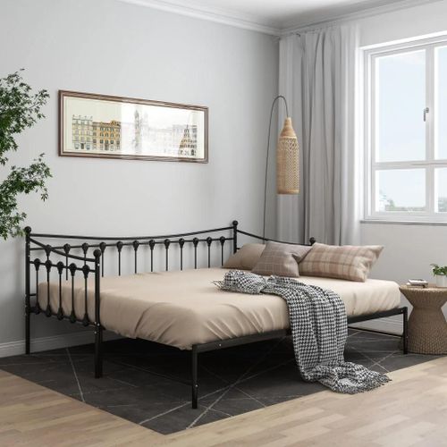 Cadre De Canapé-Lit Extensible Sans Matelas Noir Métal 90x200cm