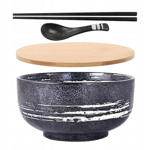 Grand Récipient À Ramen Avec Baguettes Et Cuillère, Isotherme, Empilable, Lavable Au Lave-Vaisselle, Noir