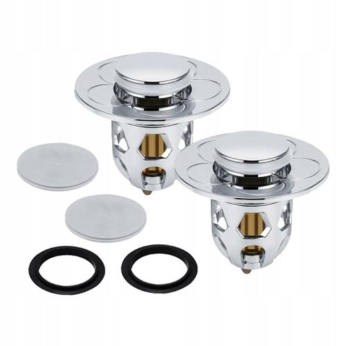 Bouchon de lavabo de salle de bain Convertisseur de baignoire Sans trop-plein Bonde de lavabo Argent 2pcs