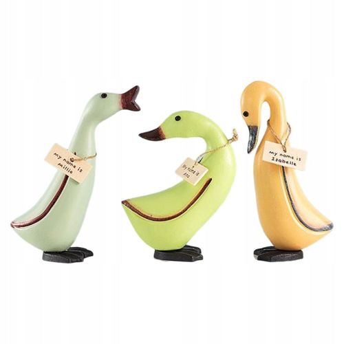 Lot de 3 statues de canard en bois, sculptures décoratives pour animaux, artisanat d'art mignon