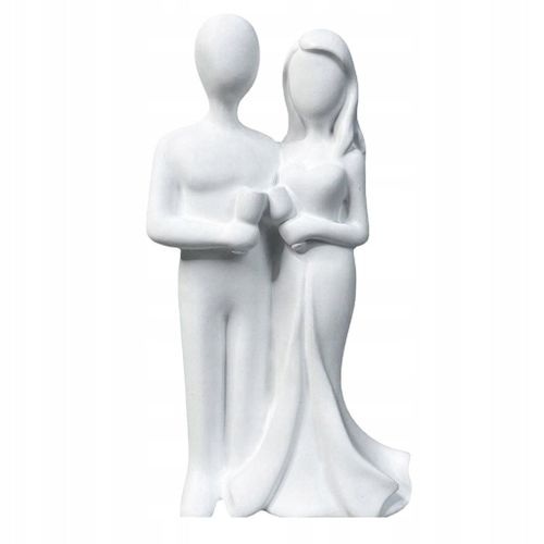 Statue de couple en résine, figurine d'amour romantique, sculpture pour la joie blanche