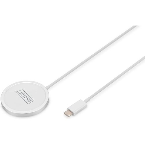 Chargeur Sans Fil Pour Smartphones - Puissance De Sortie 15w - Compatible Magsafe - Charge Inductive, Charge Sans Fil - Câble De Connexion Usb-C 1m - Blanc