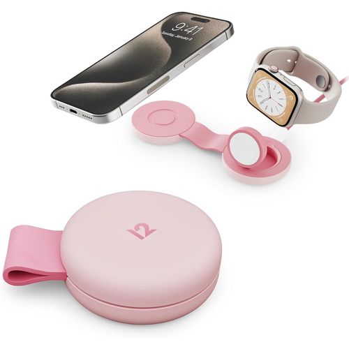 Butterfly Se 2 En 1 Qi2 Chargeur De Voyage Pour Iphone, Airpods Et Apple Watch Rose