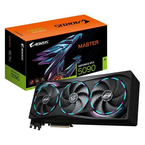 GIGABYTE AORUS GeForce RTX 5090 MASTER 32G Scheda Grafica - 32 GB GDDR7, 512 bit, PCI-E 5.0, 2655MHz Frequenza Base, 3 x DP 2.1a, 1 x HDMI 2.1b, GV-N5090AORUS M-32GD
