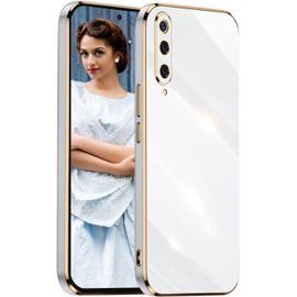 Antichoc Coque Pour Xiaomi Mi 9,Etui De Très Mince Placage Tpu,Housse De Élégant Conception Simple Miroir Silicone Brillant Cover Case,Blanc