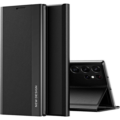 Antichoc Coque Pour Samsung Galaxy S22 Ultra 5g,Housse Étui En Cuir Avec Magnétique Fonction Support ,Premium Pc/Pu Portefeuille Flip Phone Case Cover,Noir