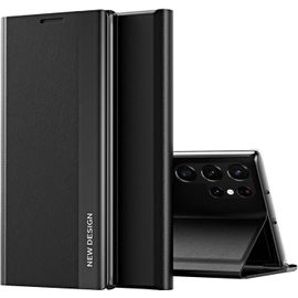 Antichoc Coque Pour Samsung Galaxy S22 Ultra 5g,Housse Étui En Cuir Avec Magnétique Fonction Support ,Premium Pc/Pu Portefeuille Flip Phone Case Cover,Noir