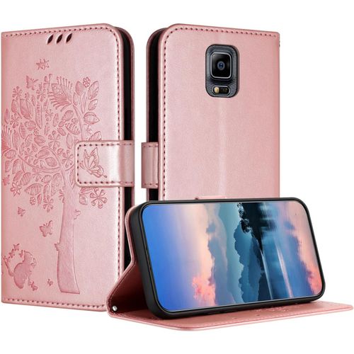Coque Pour Samsung Galaxy Note 4, Coque Portefeuille Housse Cuir Avec Porte Cartes Et Béquille Fermeture Magnétique Étui Pour Samsung Note 4 - Or Rose