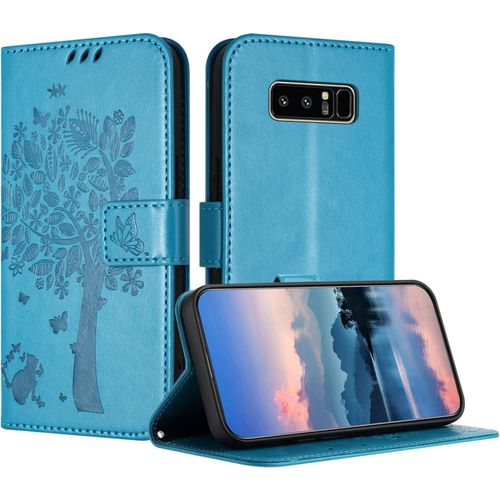 Coque Pour Samsung Galaxy Note 8, Coque Portefeuille Housse Cuir Avec Porte Cartes Et Béquille Fermeture Magnétique Étui Pour Samsung Note 8 - Bleu