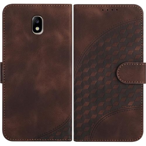 Coque Pour Samsung Galaxy J7 2017 /J730, Cuir Pu Étui Flip Portefeuille À Rabat Housse Avec Antichoc Magnétique Porte Cartes Stand Fonction Pour Galaxy J7 2017 - Brun