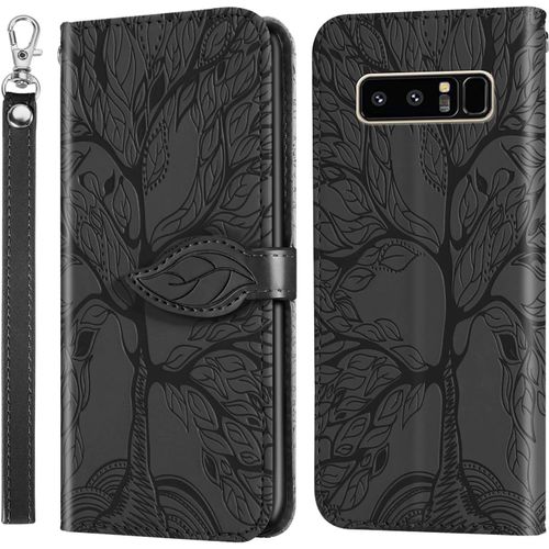 Coque Pour Samsung Galaxy Note 8, Premium En Cuir Pu Multifonction Antichoc Etui À Rabat, Support Fentes Cartes Pochette De Portefeuille Cuir Coque Samsung Galaxy Note 8 - Noir