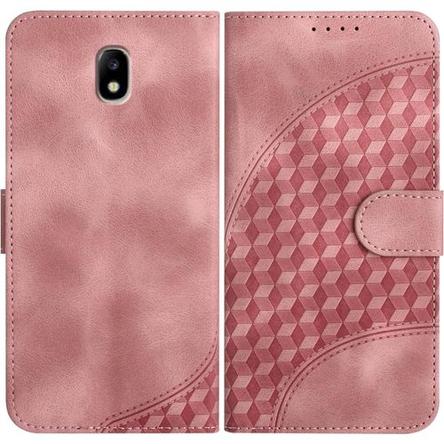 Coque Pour Samsung Galaxy J7 2017 /J730, Cuir Pu Étui Flip Portefeuille À Rabat Housse Avec Antichoc Magnétique Porte Cartes Stand Fonction Pour Galaxy J7 2017 - Rose