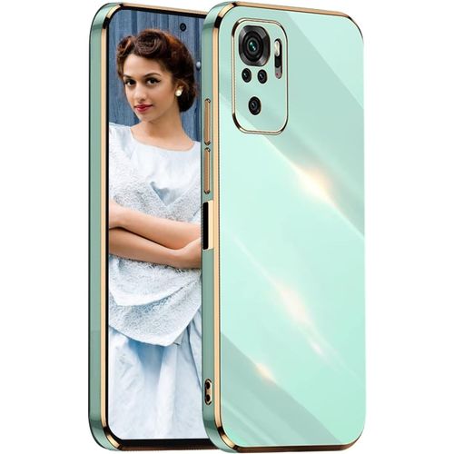Antichoc Coque Pour Xiaomi Redmi Note 10s/10 4g,Etui De Très Mince Placage Tpu,Housse De Élégant Conception Simple Miroir Silicone Brillant Cover Case,Vert