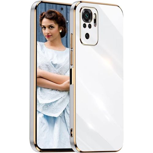 Antichoc Coque Pour Xiaomi Redmi Note 10s/10 4g,Etui De Très Mince Placage Tpu,Housse De Élégant Conception Simple Miroir Silicone Brillant Cover Case,Blanc